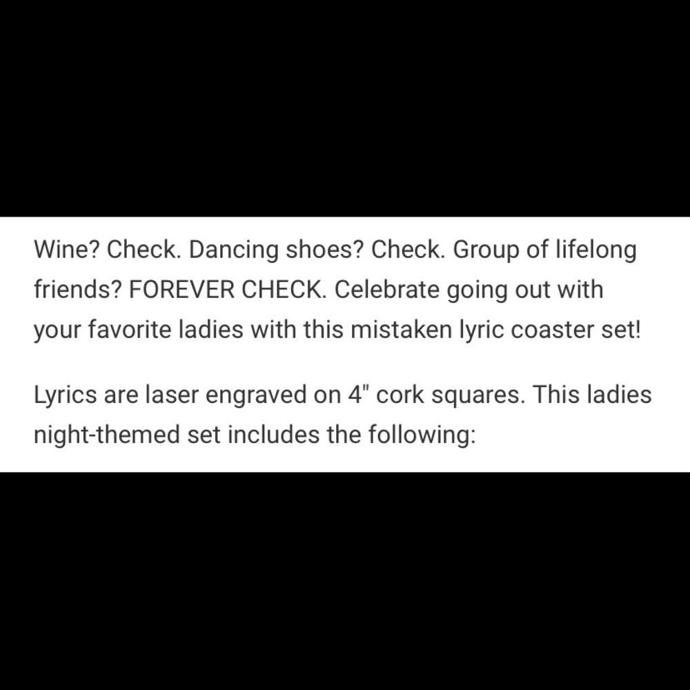 NEW Mistaken lyric funny coaster set ladies night - Picture 3 of 6
